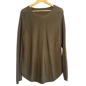 Lety & Me Olive Knit Sweater with Elbow Patches | Size XL | Cotton Blend